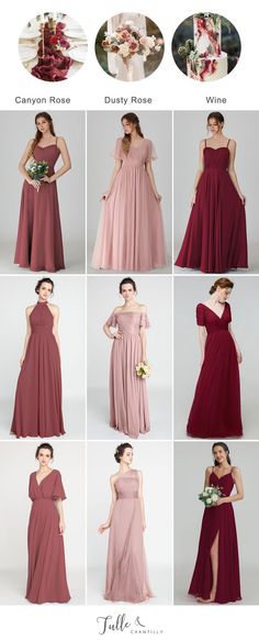 bridesmaid dresses in different colors and styles