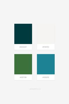 four different shades of green, white and blue with the same color scheme on them