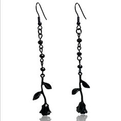 Material: Zinc Approximate Height: 3.5” Bundle And Save. All Jewelry Is Buy One Get One Half Off. Message Me To Create Your Bundle. Goth Drop Earrings, Black Rose Flower, Jewelry Styling, Goth Earrings, College Room, Gothic Vintage, Gothic Earrings, Goth Jewelry, Chic Earrings