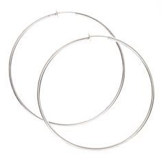 Get classic hoop style without pierced ears with this pair of earrings. The extra large skinny silver-tone hoops are perfect for everyday wear. The smooth rounded edges add chic shine to your outfit. Finish: Silver-tone Diameter: 70MM Closure: Spring clip back Material: Metal - Claire's Silver 70MM Clip On Hoop Earrings Accessories Png, Clip On Hoop Earrings, Jewelry Wishlist, Lip Gloss Cosmetics, Y2k Accessories, Jewel Wedding, Y2k Jewelry, Fashionable Jewelry, Jewelry And Accessories