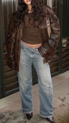 Skandinavian Fashion, Fashion Things, Leather Jacket Outfits, Brown Outfit, Looks Street Style, 가을 패션, Mode Vintage