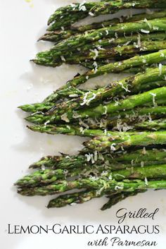 grilled lemon - garlic asparagus with parmesan sprinkles