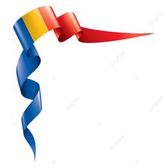 a red, yellow and blue ribbon with a spiral on it's end is flying in the air