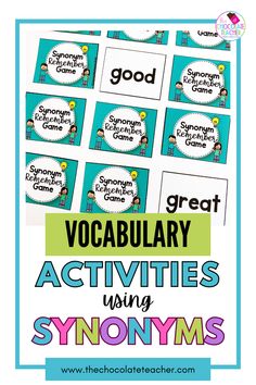 picture of a synonym grammar card game Grammar Activities For Kids, Classroom Elementary, Building Vocabulary, Number Sense Activities, Activities Kindergarten