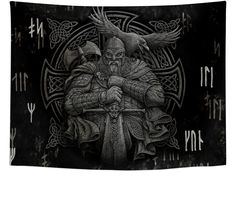 PRICES MAY VARY. IDEAL DECORATION: unique Odin Warrior Sword Axe Raven Tapestries, clean lines, bring you an ancient and mysterious visual impact, each pattern is a symbol of the Vikings. suitalbe for 4 seasons. PERFECT MATERIAL：viking tapestry is made of soft polyester fabric, Soft and skin-friendly, durable and environment-friendly, easy cleaning and fast drying, digital printing, no pungent smell MULTIPURPOSE USE：due to it's durable material and cool design, this goth tapestry makes wall hang Square Knot Tattoo, Goth Tapestry, Men Bedroom, Gothic Room, Knot Tattoo, Indie Room Decor, Square Knot, Norse Vikings, Celtic Symbols