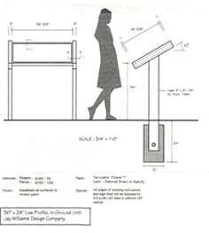 a drawing of a person standing next to a desk