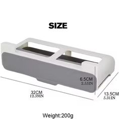 the size and width of a plastic container with two compartments on each side, for storage