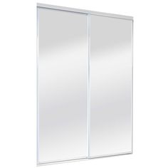 72-in x 80-in white narrow framed steel sliding door with mirror insert. RELIABILT 9500 Walden 72-in x 80-in White Mirror/Panel Mirrored Glass Prefinished Steel Closet Sliding Door (Hardware Included) | 45006 Sliding Door With Mirror, Door With Mirror, Mirrored Wardrobe Doors, Sliding Mirror Closet Doors, Closet Interior, Sliding Mirror Door, Closet Door Hardware, Closet Door Makeover, Mirror Closet Doors