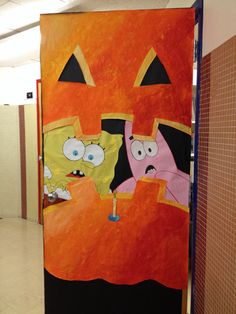 a door decorated to look like the characters from spongebob