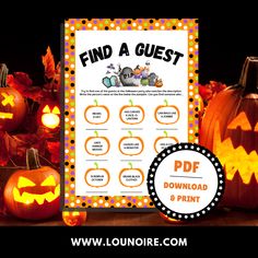 pumpkins and jack - o'- lanterns with the text find a guest