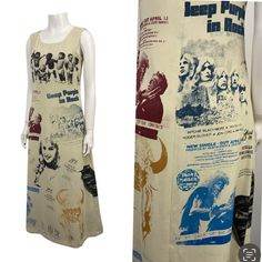 Rare Vintage Metal Iron Maiden Block Printed Crepe Midi Slip Dress / Xs * Amazing Metal Band All Over Block Graphics. One Of A Kind Dress. Side Zipper / Built In Slip. Bust- 32” (33” Snug) Waist- 27” Hips- Up To 37” Length- Approximately 47 1/2” Shoulder- 14” No Brand. Circa- 1990s Is My Best Guess But I Included A Close Up Picture Of The Inside Hem. Condition- Good Preowned Condition With A Few Few Marks And Very Subtle Underarm Staining But Nothing Major. Block Printing Clothes, Printed Slip Dress, Nyc Fits, Blue Tights, Midi Slip Dress, Mood Board Fashion, Textiles Fashion, Metal Band, Iron Maiden