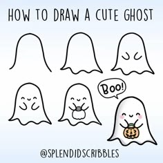 how to draw a cute ghost