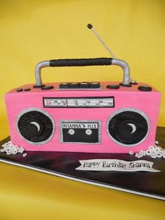 a cake made to look like a pink radio