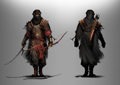 the concept art for an upcoming video game shows two men dressed in medieval clothing with swords and armor