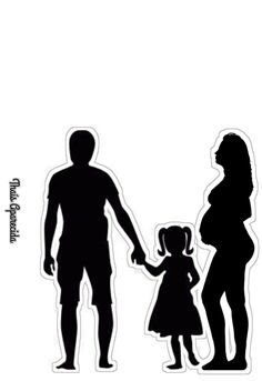 the silhouettes of two people and a child holding hands