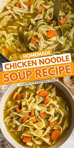 Always a cozy winter dinner! This easy healthy recipe for Homemade Chicken Noodle Soup must be on your comfort food ideas. Loaded with vegetables, this winter soup is hearty and flavorful! Pin this for later!