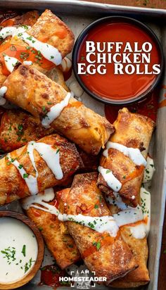 buffalo chicken egg rolls with ranch dressing