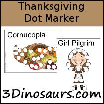 3 Dinosaurs - Thanksgiving Dot Markers Thanksgiving Prek, November Preschool Activities, Dot Pictures, Pumpkins Kindergarten, Owl Room, Dot Marker Printables, Teaching Thanksgiving, Preschool Thanksgiving, The First Thanksgiving