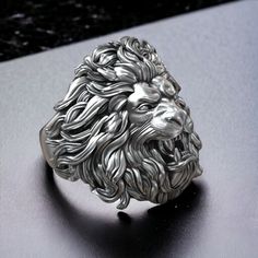 Unleash the majesty of the animal kingdom with our Exquisite 925 Sterling Silver Lion Ring, embodying the spirit of the King of the Beasts. This ring features a meticulously crafted lion's face, symbolizing courage, power, and nobility. Made from high-quality sterling silver, it offers both durability and comfort, making it suitable for daily wear or special occasions. The detailed mane and fierce expression bring this iconic creature to life, offering a piece that's not just jewelry but a state Silver King, Lion Ring, Viking Ring, Masonic Ring, Retro Ring, Animal Rings, Everyday Rings, Handmade Rings, Unique Crafts