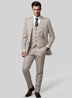 Emulate every experience with graceful precision with the Loro Piana Elettra Wool Silk Linen Suit, a testament to understated prestige. This versatile ensemble features a blend of wool, silk, and linen in a classic beige hue with a solid pattern. The luxurious fabric composition ensures a breathable feel with a subtle sheen, making it ideal for warmer seasons and formal affairs alike. Whether commanding upscale gatherings or attending a summer soirée, this suit exudes timeless style and impeccable taste.   A marriage of elegance and comfort, Loro Piana fabrics are made using the highest quality raw materials in the world, in their purest form or blended together. A sophisticated response to the dictates of contemporary elegance, these fabrics lend themselves to a wide range of styles to me Italian Suit, Summer Soiree, Linen Suit, Loro Piana, Wool Suit, Double Breasted Suit, Luxury Fabrics, Fabric Samples, Wedding Suits