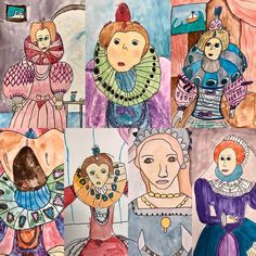 an image of children's drawings in watercolor and ink