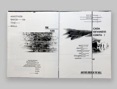 an open book with black and white images on it's cover, in spanish