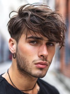 The Long Fringe Low Fade allows for a bit of creative expression, great for artists or those in the creative industry. This style is best for triangular and oval face shapes, and it works well with vibrant eye colors, adding a touch of personality with the fringe. Curly To Straight, Male Hairstyles, Haircut For Men, Low Fade Haircut, Guy Haircuts Long, Curl Defining Cream, Low Fade, Gorgeous Guys