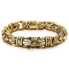 PRICES MAY VARY. Tribal Gold and Black Color Mens Steel Cross Charm Link Chain Bracelet with Spring Clasp, 8.7 Inches Metal: Stainless Steel Finishing: Polished and Blackened Dimension: Chain length: 22CM(8.66"); Chain Width: 1.2CM(0.47"); Weight: 91g Package: Jewelry Box with Brand Name COOLSTEELANDBEYOND *Condition: 100% brand new
*Code: MB-3116-1877
*Metal: Stainless Steel
*Finishing: Polished and Blackened
*Dimension: Chain length: 22CM(8.66"); Chain Width: 1.2CM(0.47")
*Weight: 91g
*Package Spring Bracelet, Steel Cross, Link Chain Bracelet, Jewelry Lookbook, Cross Charms, Chain Lengths, Link Chain, Things To Buy, Chain Length