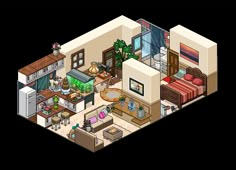 #Habbo Isometric Furniture, Cute Tiny Homes, Animal Crossing Build Ideas, Minecraft Room Ideas, Isometric Perspective, Art Rooms, Cozy Games, Minecraft Room