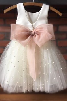 Cute Toddler White and Ivory Flower Girl Dress with Bowknot – FancyVestido Pearl Skirt, Ivory Flower Girl Dress, Toddler Flower Girls, Cheap Flower Girl Dresses, Ivory Flower Girl, Ivory Flower Girl Dresses, Ivory Flower, Tulle Flower Girl, White Flower Girl Dresses