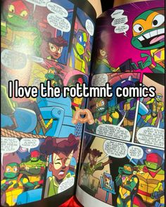 an open comic book with the words i love the rottnut comics on it