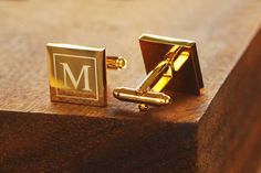 Celebrate the moment with these timeless gold cufflinks, engraved with a stylish monogram of your choice. Comes as a pair (2 pieces) in a handsome black gift box and hand stamped cotton gift bag. ►HOW TO ORDER * Please select your engraving style from the drop down menu. * Enter your engraving request in the personalization field. * For TEXT ONLY requests, please limit your engraving request to 8 words. * Check spelling and dates carefully as we COPY & PASTE from provided text. We do NOT rea Modern Polished Cufflinks For Wedding, Elegant Rectangular Cufflinks For Father's Day, Classic Rectangular Cufflinks For Father's Day, Luxury Rectangular Cufflinks For Wedding, Classic Gold Cufflinks With Initials, Gold Rectangular Cufflinks For Anniversary, Formal Initials Cuff Jewelry, Formal Cuff Jewelry With Initials, Classic Personalized Cufflinks For Wedding Gift