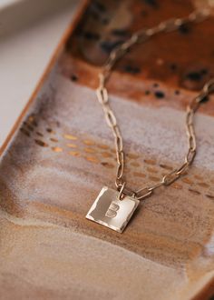 Square pendant necklace stamped with your favorite letter on a chunky chain in 14kt gold fill. Fantasy Earrings, Everyday Wear Jewelry, Snake Jewelry, Snake Earrings, Gold Jewelry Necklace, Square Pendant, Trendy Earrings, Cute Bracelets, Custom Necklace