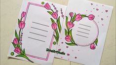 two greeting cards with pink flowers on them