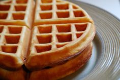 two waffles sitting on top of a plate