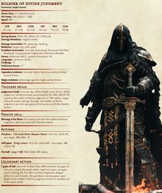 an image of a character in the elder scrolls game, with information about their abilities