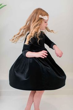 Black Velvet Twirl Dress - Mila & Rose ® Mila Rose, Toddler Flower Girls, Girls Dress Outfits, Toddler Flower Girl Dresses, Infant Flower Girl Dress, Tea Party Dress, Full Circle Skirt, Baby Christmas Outfit