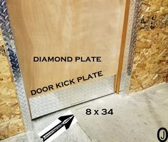 an image of a diamond plate door kick plate with 8x34 inches on the side