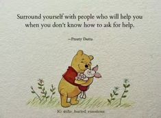 a winnie the pooh quote with an image of a pig holding a baby in it's arms