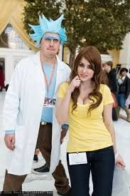 a man and woman dressed up as characters from the movie animation rick gordon and mort mcrob