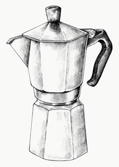 a drawing of an espresso coffee maker with a handle on the top and bottom