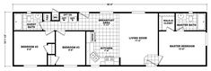 the floor plan for a mobile home with two bedroom and an attached living room area