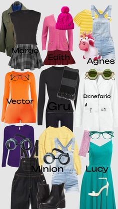 the different types of clothing are shown in this image, including sweaters and shorts