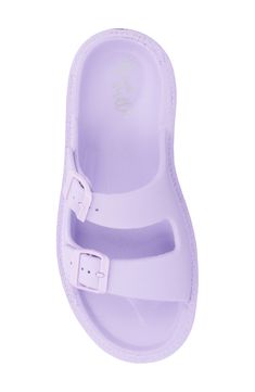 With a cushy insole, this casual slide sandal offers lasting comfort to be a weekend wardrobe favorite. 4 1/2" heel Synthetic upper and lining/rubber sole Imported Slip-resistant Slide Sandals For Spring, Spring Slip-resistant Synthetic Slides, Spring Slip-resistant Round Toe Sandals, Casual Flip Flops, Casual Adjustable Slip-on Jelly Sandals, Casual Jelly Slide Sandals With Cushioned Footbed, Casual Slide Jelly Sandals With Cushioned Footbed, Spring Slip-resistant Open Toe Sandals, Slip-resistant Open Toe Sandals For Spring