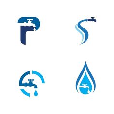 four different types of water logos