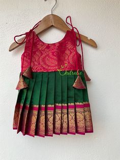 READY TO DISPATCH. Size available-0-2 years The yoke portion of the frock is made of floral weaved silk fabric and the skirt portion is made of Kanchipuram silk fabric. The dress is fully lined with cotton fabric. The stitches are concealed. Price listed for one frock. The frock is from our new collection "Papa Ki Pari'. Fairy House Crafts, Frock Designs, Children Dress, Newborn Baby Girls, Kids Dress Wear, Fuschia Pink, Kids Dresses, Baby Dresses, Girls Style