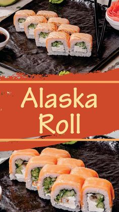 the cover of alaska roll with sushi on it