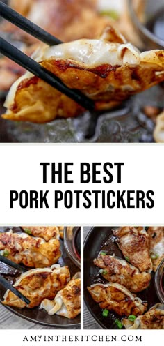 the best pork potstickers with text overlay