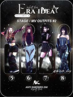 the poster shows four different outfits for girls