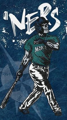 a drawing of a baseball player with the name ners on his jersey and holding a bat